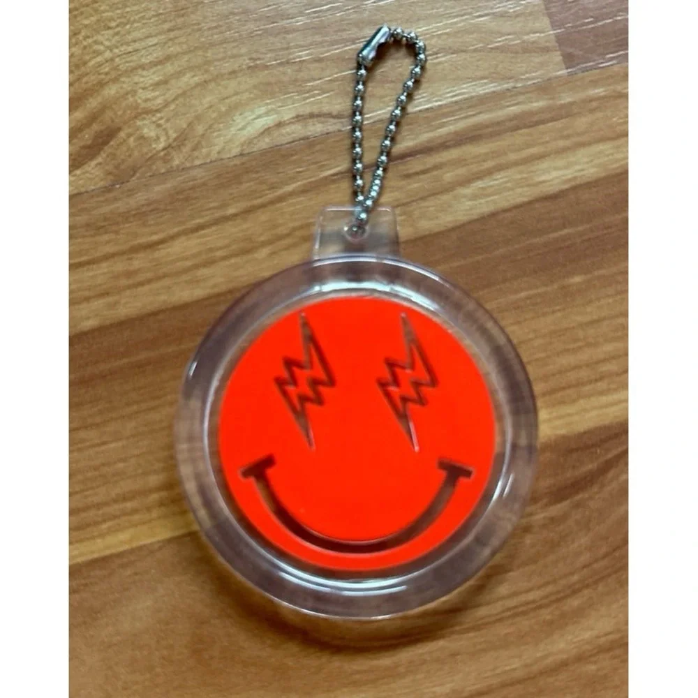 Air Jordan J Balvin Rio Red  Smiley Face with lightning bolt eyes Keychain